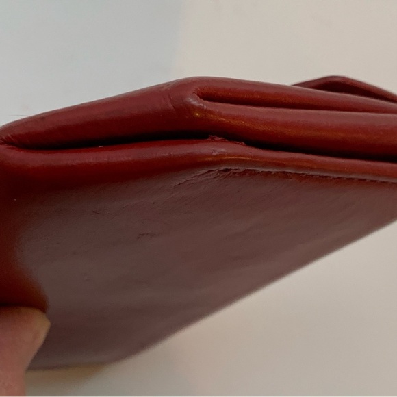 VTG Coach Red Leather Coin Pouch Geometric Envelope Expandable RESTORED 90s Y2K - Picture 8 of 16